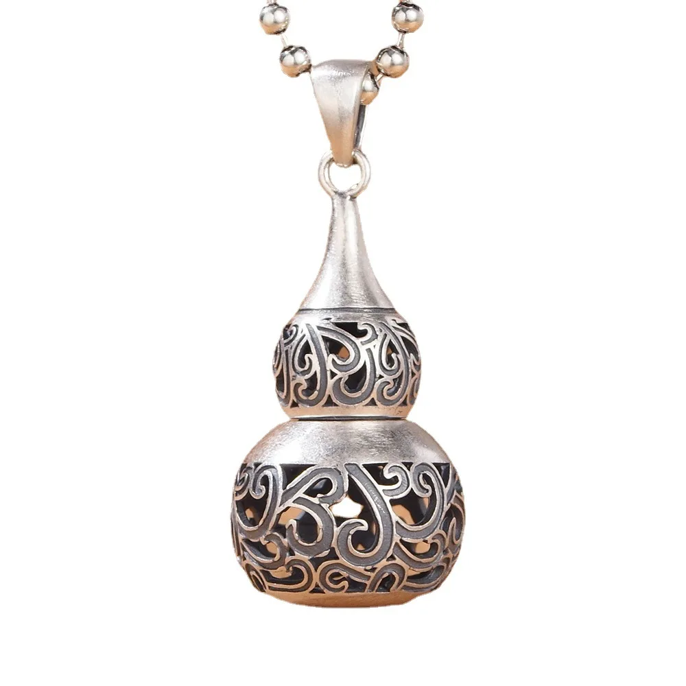 

S925 sterling silver gourd pendant can open auspicious cloud pattern silver pendant jewelry