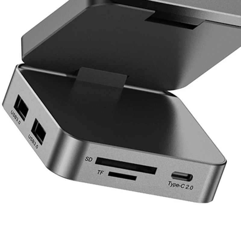 10 In 1 Docking Station Aluminum Alloy Magnetic Suction Wireless Fast Charging Hub External Computer USB Hub