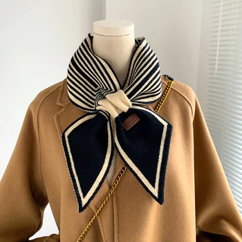 Design Kintted Scarf for Women Fashion Winter Warm Cashmere Neck Tie Lady Woolen Yarn Neckerchief Elasticity Skinny Scarves 2022 2