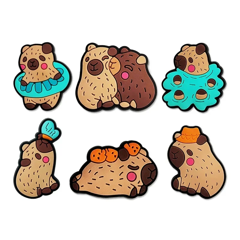 

Cute Gift Brown Pvc Capybara Girl Shoes Christmas Decorations 2023 Medical Pins Diy Buttons For Croc Shoe Charms Accessories