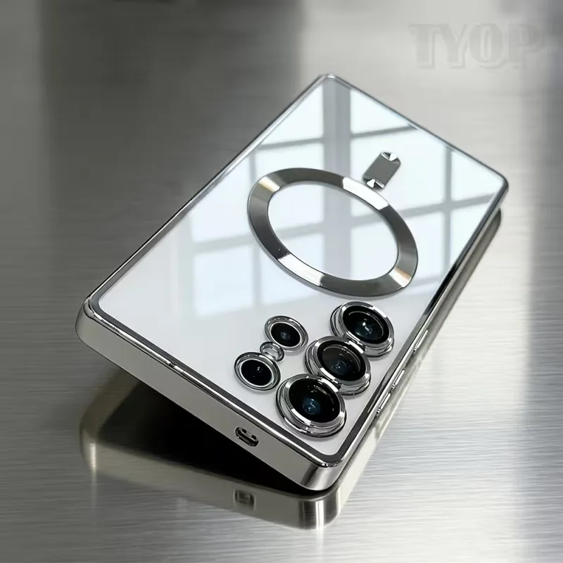 Luxury Metallic Gloss Phone Case with MagSafe and Dual Screen Protectors for Ultimate Protection and Style