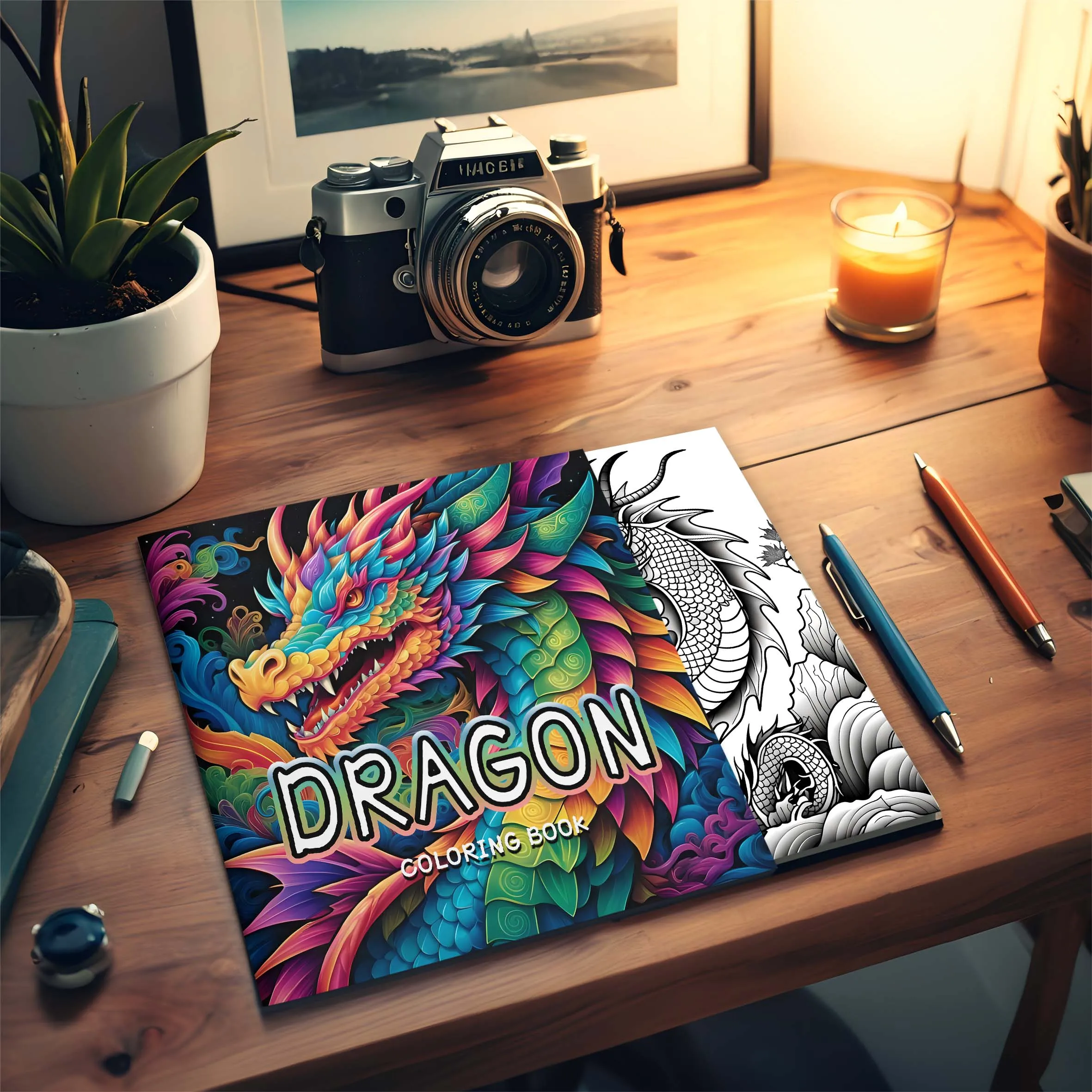 1 pc 24 Pages Dragon Coloring Book Different Patterns Parent child interactive gift Relax Art Self-painting book 4