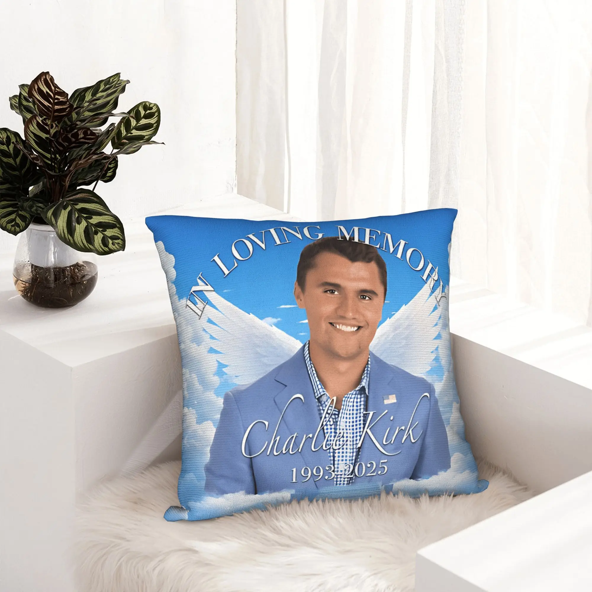 C-Charlie K-Kirk Memorial Kissenbezüge Retro trendiger Kissenbezug für Sofa, Heimdekoration, quadratischer Kissenbezug – Detail 8