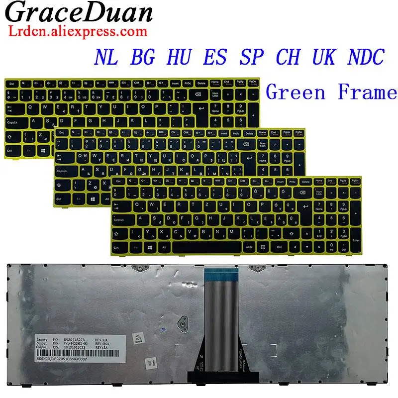 Tastiera Con Cornice Verde Per Lenovo Ideapad 305 15Ihw 15Ibd 15Iby 15Abm G50 G51 G70 B50 B51 B71 Z50 Z51 E50 E51 30 35 45 50 70 80