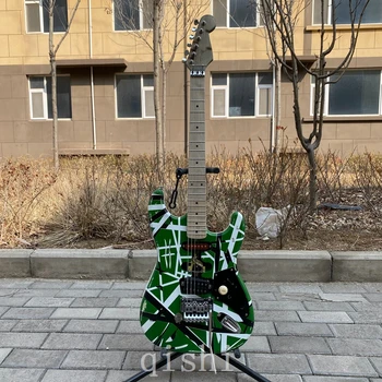 Eddie Van Halen guitar “Fran-k” Heavy Relic Electric Guitar/green Body/Decorated With Black And White Stripes