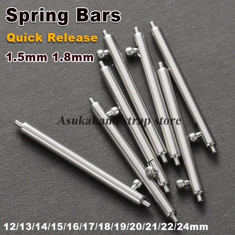 Quick Release Watch Band Spring Bar Set - 20 High-Durability Metal Spring Link Pins, Various Thicknesses and Sizes