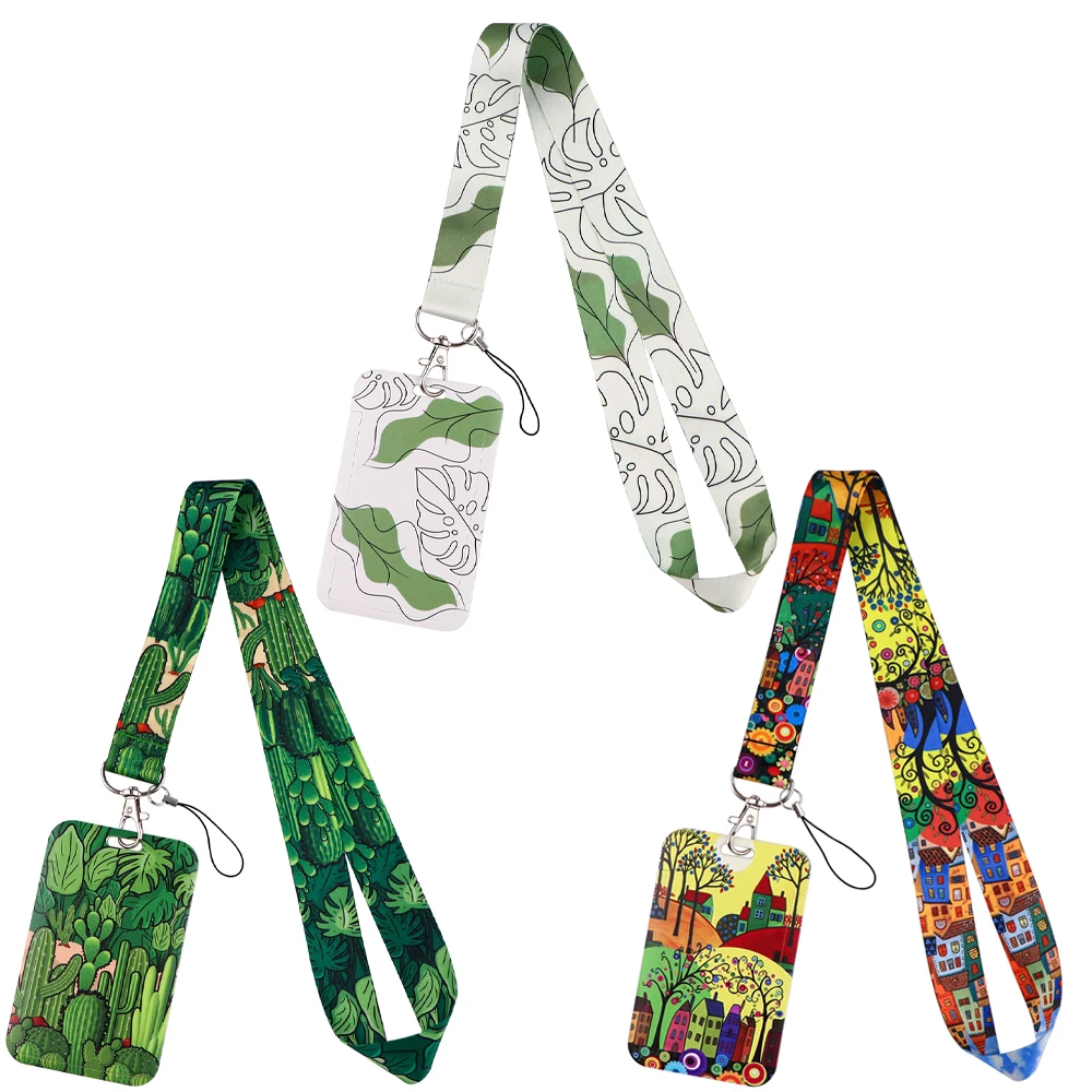 

Leaves and Cacti Neck Strap Lanyards Keychain Badge Holder ID Credit Card Pass Hang Rope Lariat Lanyard for Keys Accessories