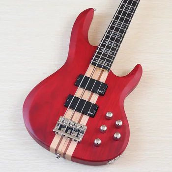 43 Inch 4 Strings Active Electric Bass Guitar Red Color Solid Ashwood Body Neck Through Matte Finish Bass Guitar Fast deliver