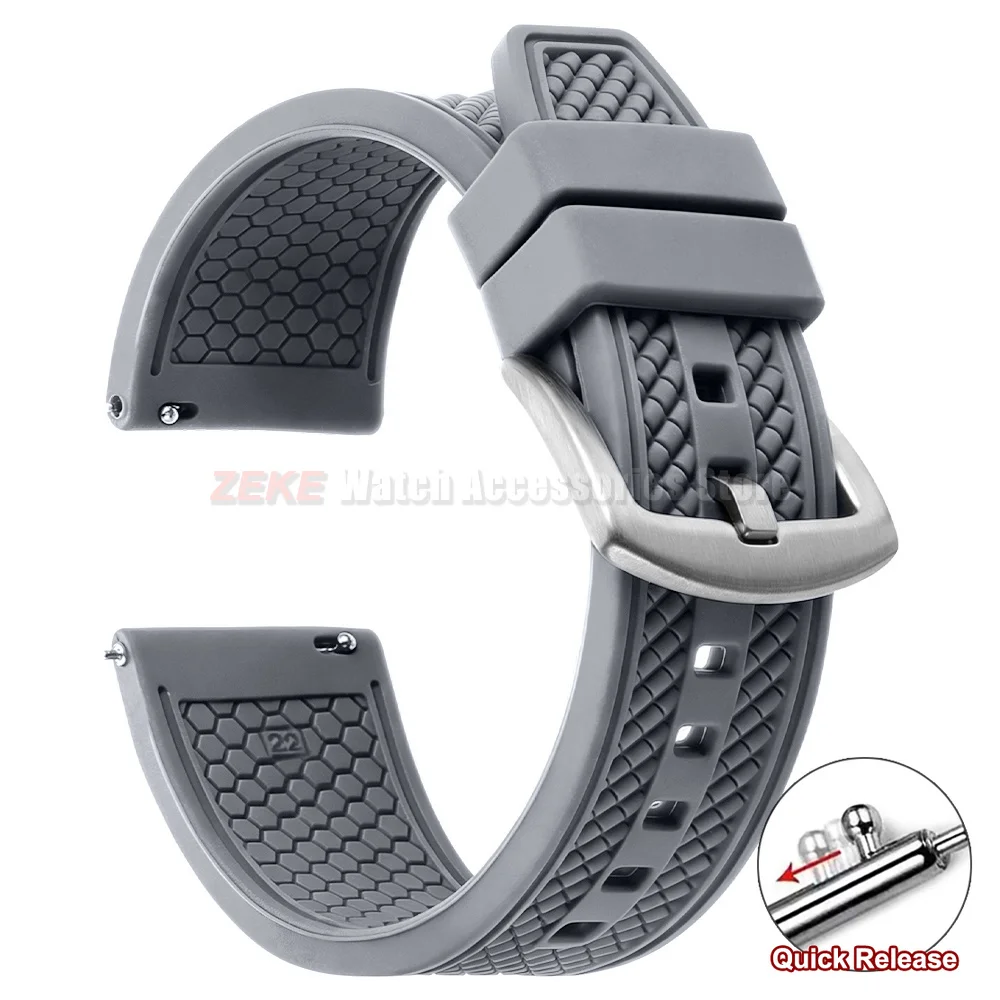 Universal Sports Silicone Watchband - 20mm/22mm Waterproof Rubber Strap
