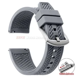 Universal Sports Silicone Watchband - 20mm/22mm Waterproof Rubber Strap - 22mm (Grey)
