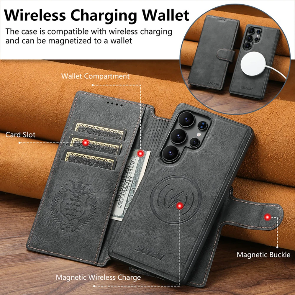 Premium 2-in-1 Detachable Leather Wallet Flip Case with Magnetic Closure