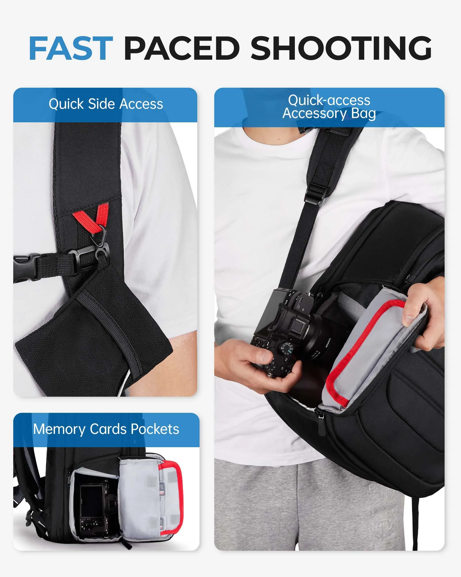 사진 작가를 위한 BAGSMART 확장형 카메라 배낭 15.6인치 노트북 수납공간이 있는 방수 여행용 DSLR 카메라 가방