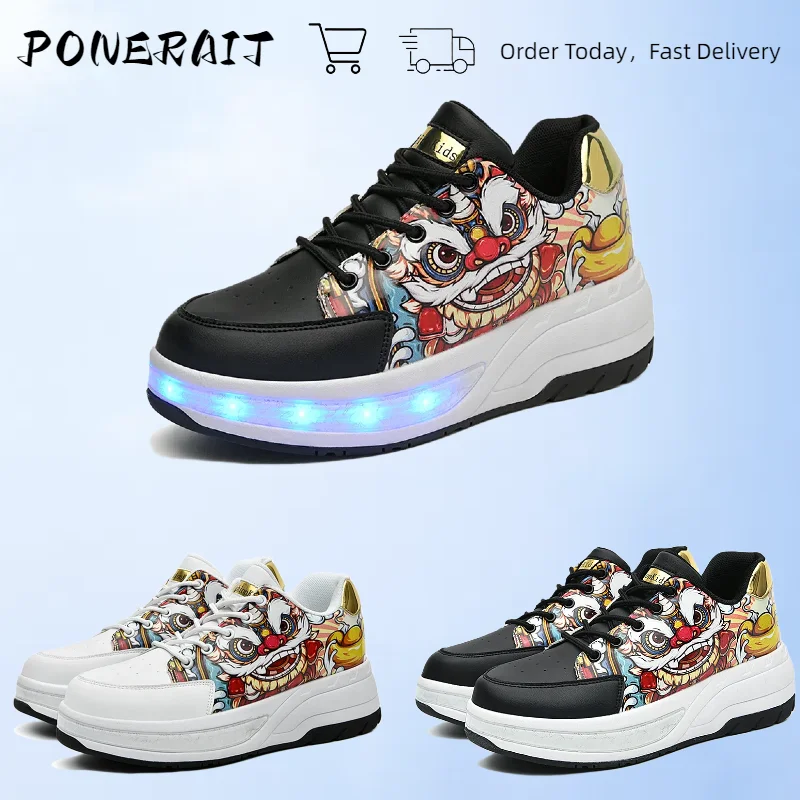 

Casual Fashion LED Light Roller Skates Four-Wheel Cool Breathable Luminous Shoes Women's Shoes Invisible Children's Skates