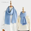 Solid color blue system luxury cashmere knitted scarves women or men winter scarf adults warm thick kids children wool scarf 5