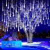 LED Meteor Shower Rain Lights Falling Rain Fairy String Lights for Outdoor Indoor Home Wedding Party Holiday Christmas Lights 2