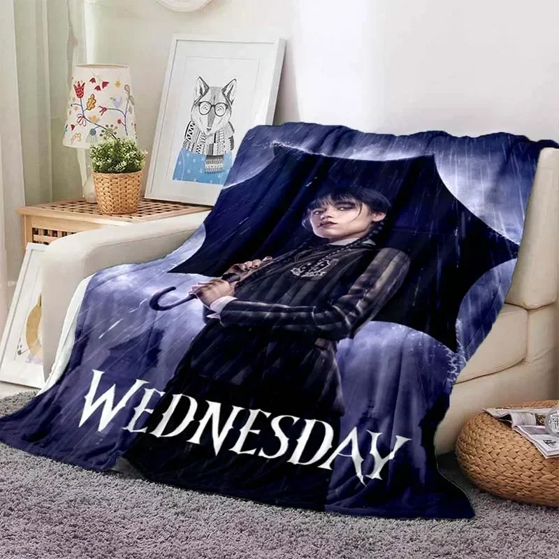 Wednesday Adams Blanket, Flannel Blanket, Sherpa Warm Blanket Children's Blanket Bedroom Sofa Picnic Outdoor Birthday Gift 2