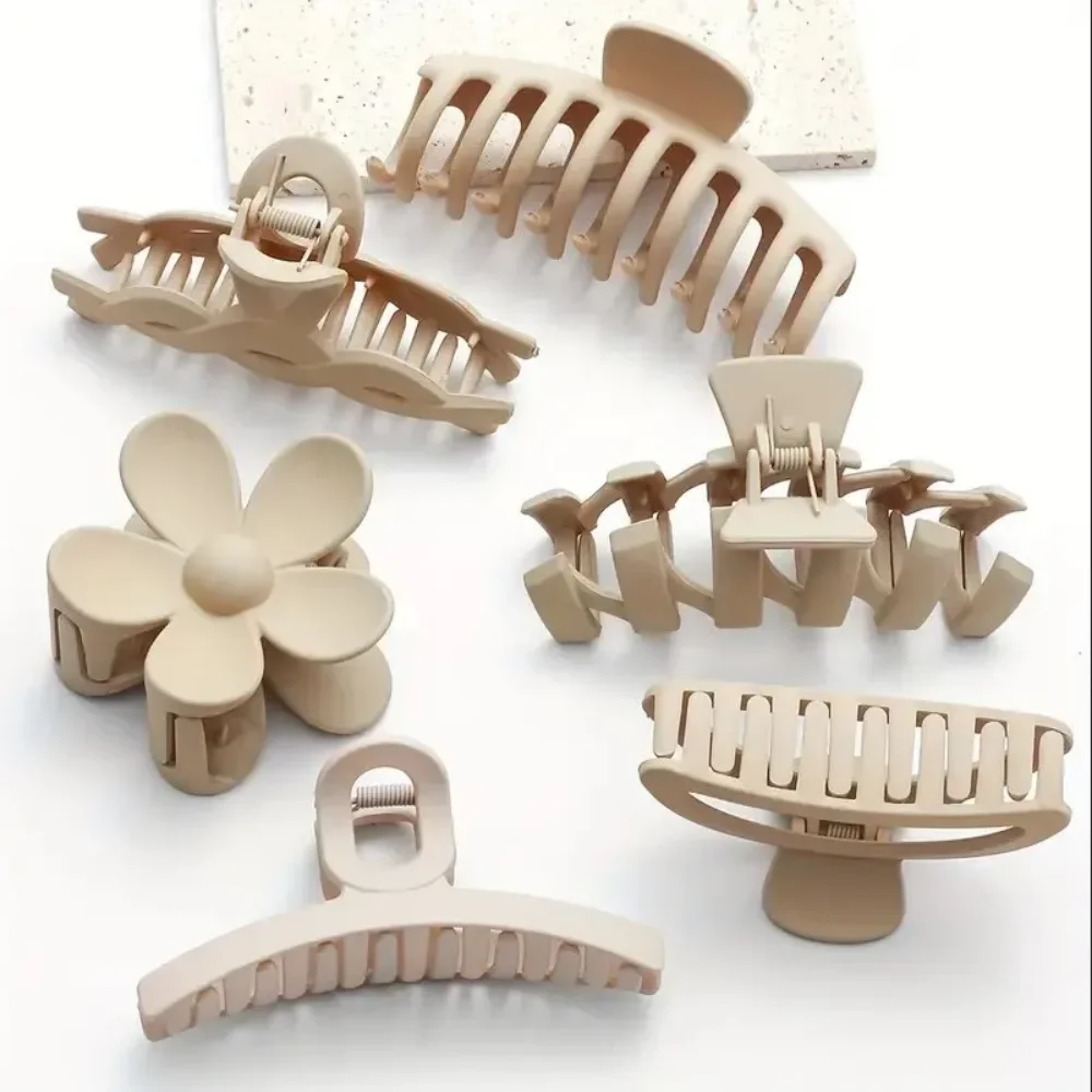 Hair Claw 6Pcs Women Fashion Claw Clip Set Large Multiple Styles Korean For Girls Shark Clips Barrette Hair Accessories
