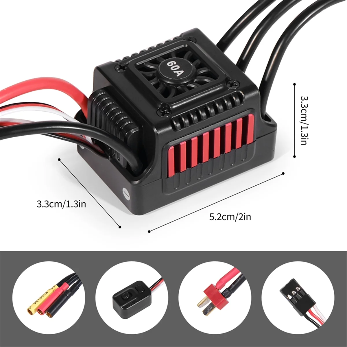 Practical WSDT-60A RC Sensorless Brushless Waterproof 60A ESC Suitable for 1/10 RC ,Compatible with Various Brushless Servos 1