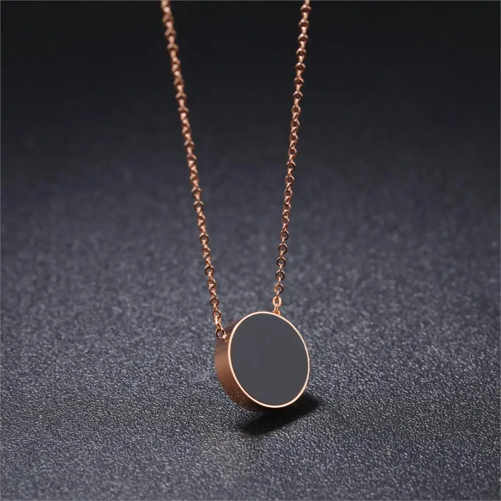 JeeMango Neue Edelstahl Schwarz Acryl Weiß Shell Choker Halskette Für Frauen Mode Disk Anhänger Schmuck О Cluj N17057