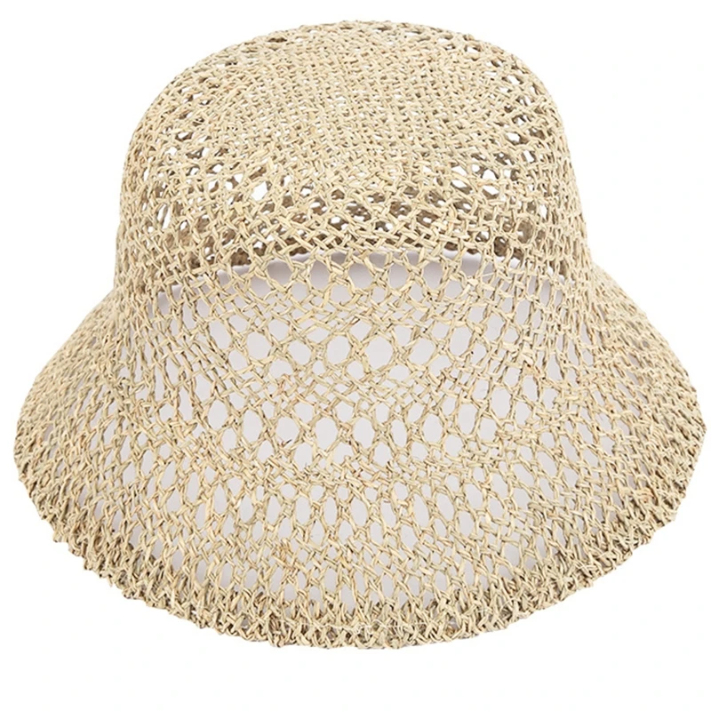 

Solid Color Summer Hat Beach Straw Hat Breathable Fisherman Hat for Men Women