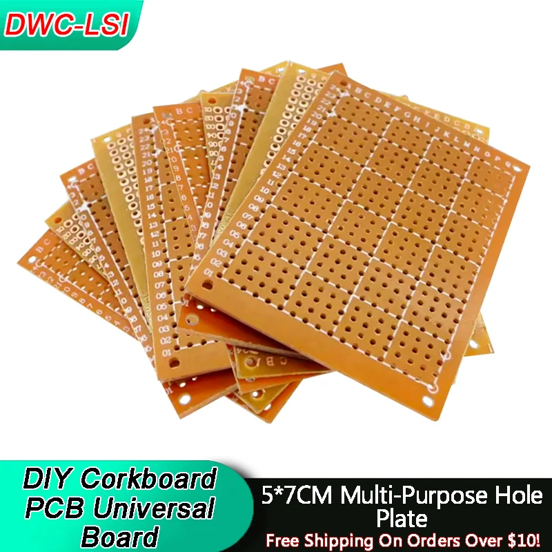 5/10PCS DIY Corkboard PCB Universal Board 5*7CM PCB DIY Prototype Paper Universal Board Yellow Single-Sided Copper