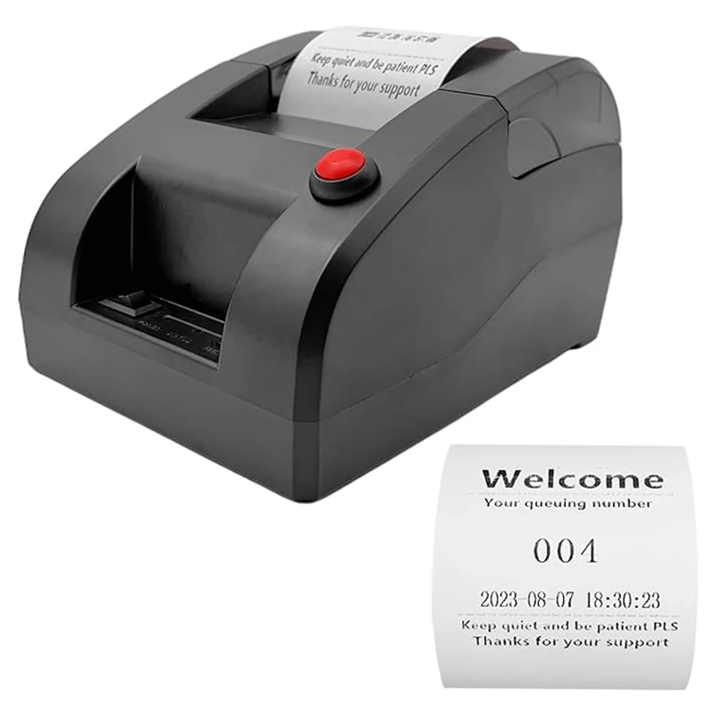 KOQICALL Ticket Dispenser Take a Number 57mm Receipt Label Ticket Thermal Printer for Queue Can Edit Print Text via PC