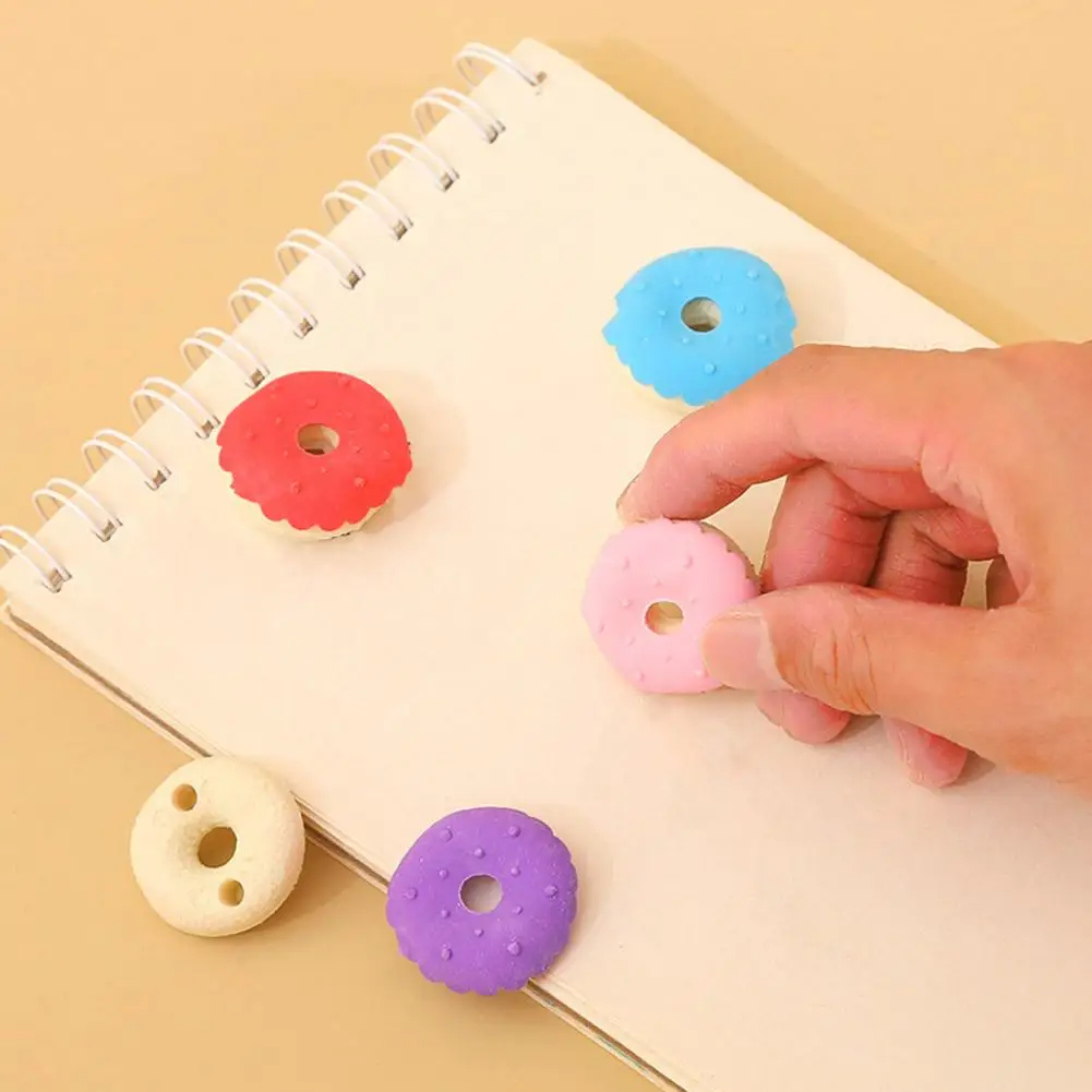 Soft Erasers Cartoon Erasers Entertaining Kids Toy 4 Pcs Cute Food Shape Cartoon Lollipop Ice Cream Doughnut Safe