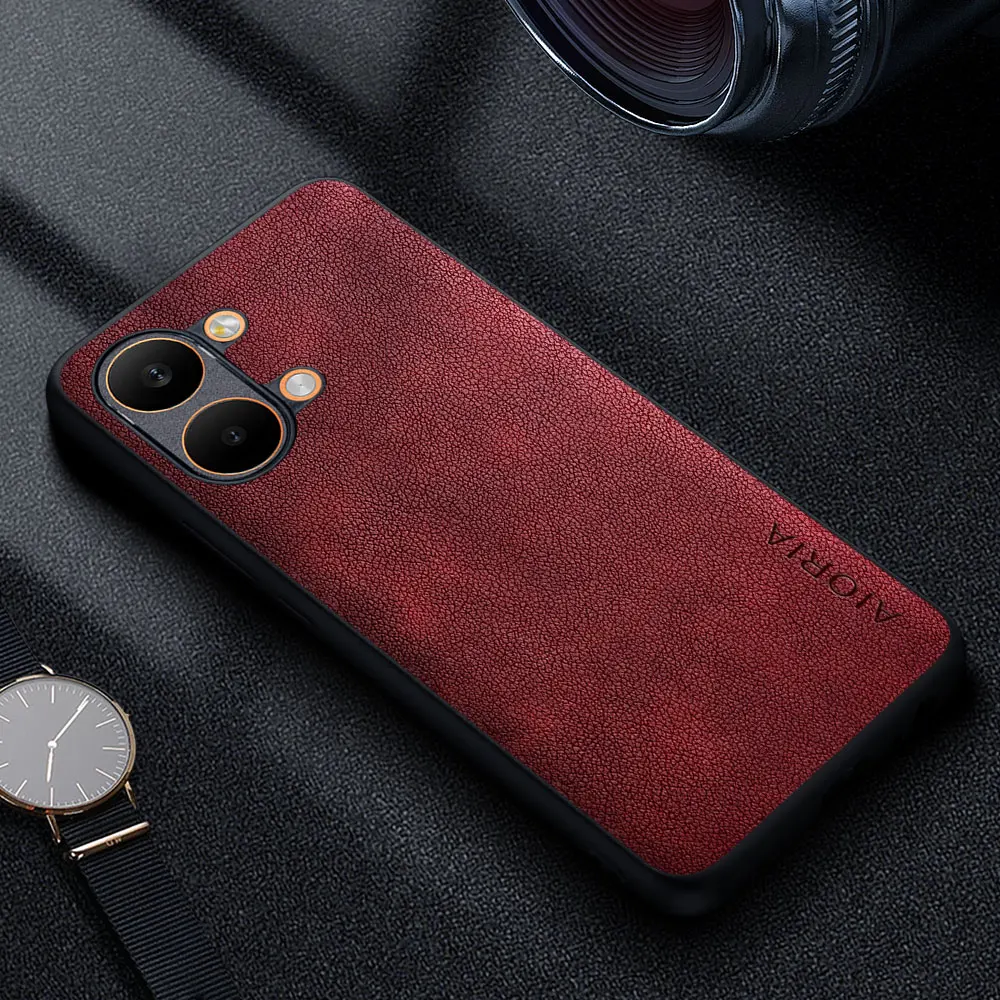 Premium Luxury Leather Retro Business Style Solid Color Phone Case