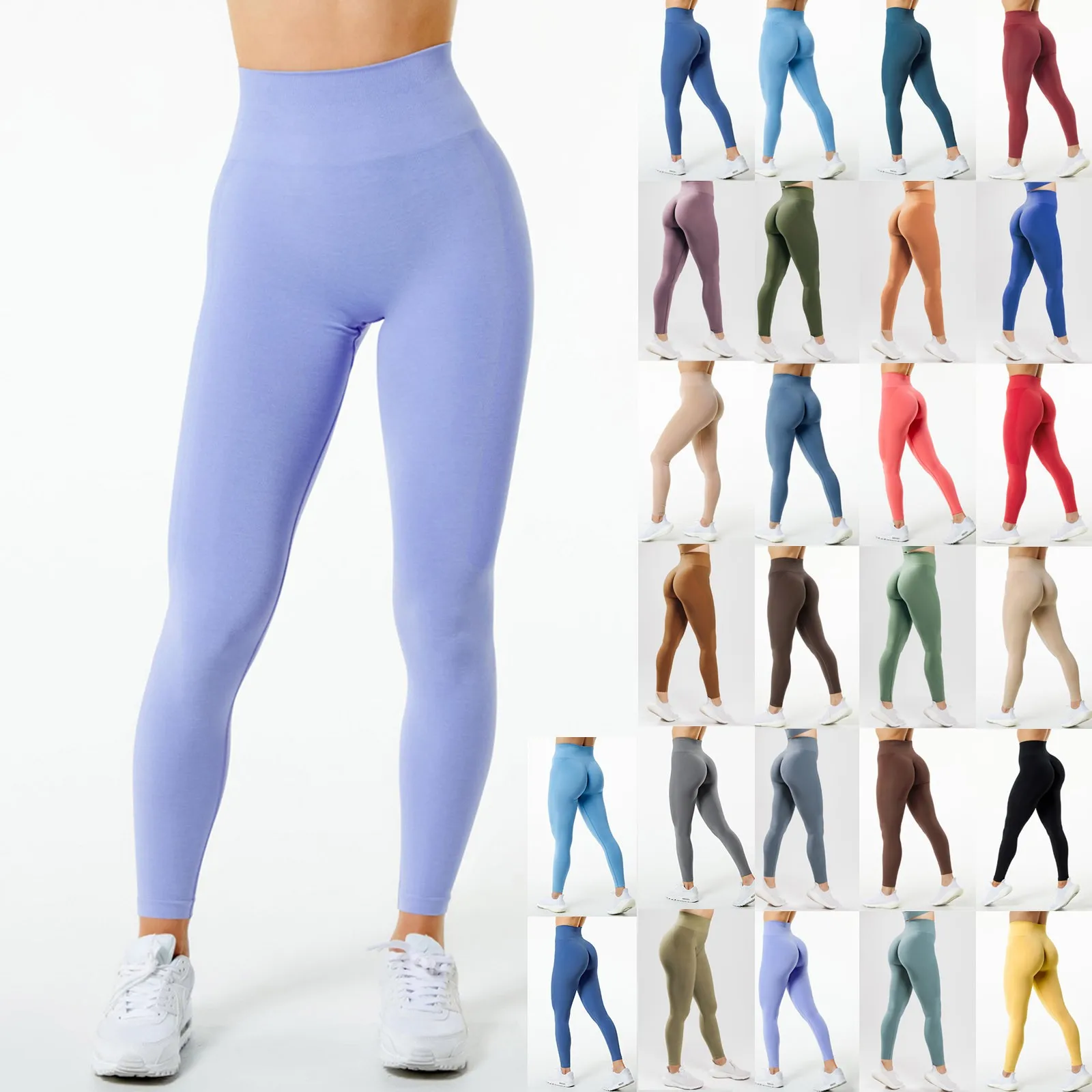 

2023 Seamless Yoga Pants Solid Scrunch Butt Lifting Booty High Waisted Sportwear Gym Tights Push Up Women Leggings For Fitness