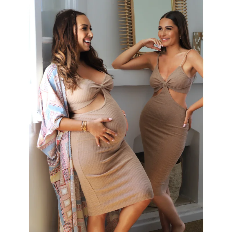 

Pregnant Women's Dresses X Stephanie Durant 1pc Cut Out Waist Bodycon Dress