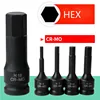 1pcs Impact Hex Driver Bit Metric 1/2" Drive Cr-Mo Steel Air Allen Keys Screwdriver Bit Socket Impact Wrench Tools H4-H22 5