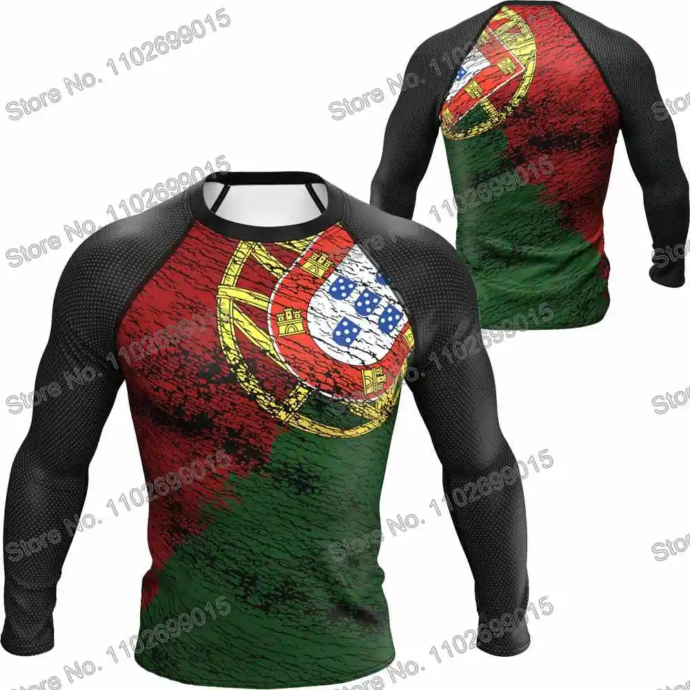 Portugal Surfing Diving T-Shirt Tight Long Sleeve Rash Guard Swimwear Men UV Protection Surf Clothing Beach Floatsuit Women Tops
