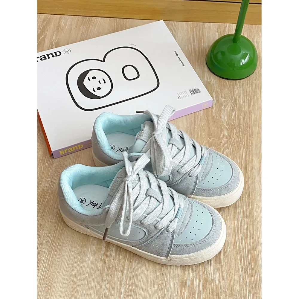 Retro Board Shoes for Women 2024 Spring New Sports White Shoes Versatile Thick Sole Casual Shoes Low Top Women Shoes 24-136