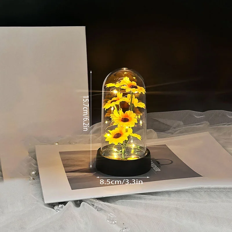 Artificial Sunflower Plastic Set Eternal Flower Gift Birthday Gift Can Light Up Christmas New Year's Room Decoration