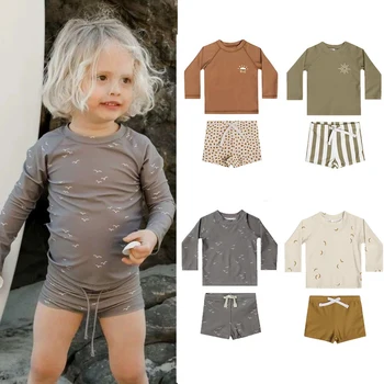 Cute Baby Boys Girls Bikini Set 2025 Summer Kids Beach Wear Ruffle Kids Costume da bagno Costume da bagno stampato Costumi da bagno Monokini 1