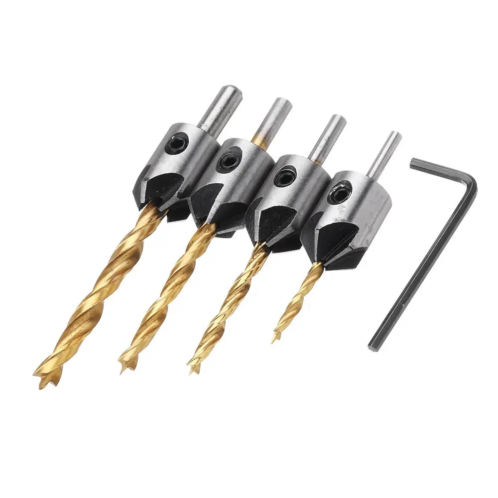 

Woodworking Countersink Drill Conical Drill Bit Pilot Holes HSS Titanium Coated Universal Counterbore Cutter Screw Hole Drill