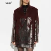 VGH Spliced Fashion Printing Blazers for Women Notched Collar Long Sleeve Patchwork Single Breasted Coats Female Temperament New 1