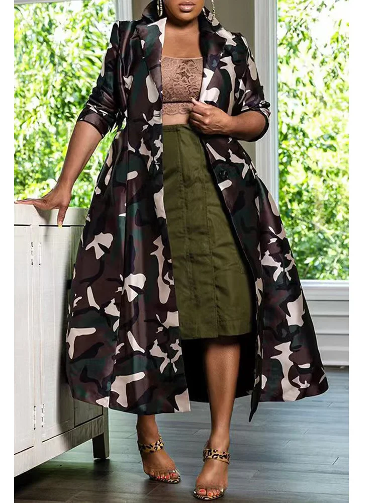 Wmstar Camouflage Trench Jacket Women Coat Out Streetwear Fashion Cool Long Style Top Fall Clothes Wholesale Dropshipping S-3XL