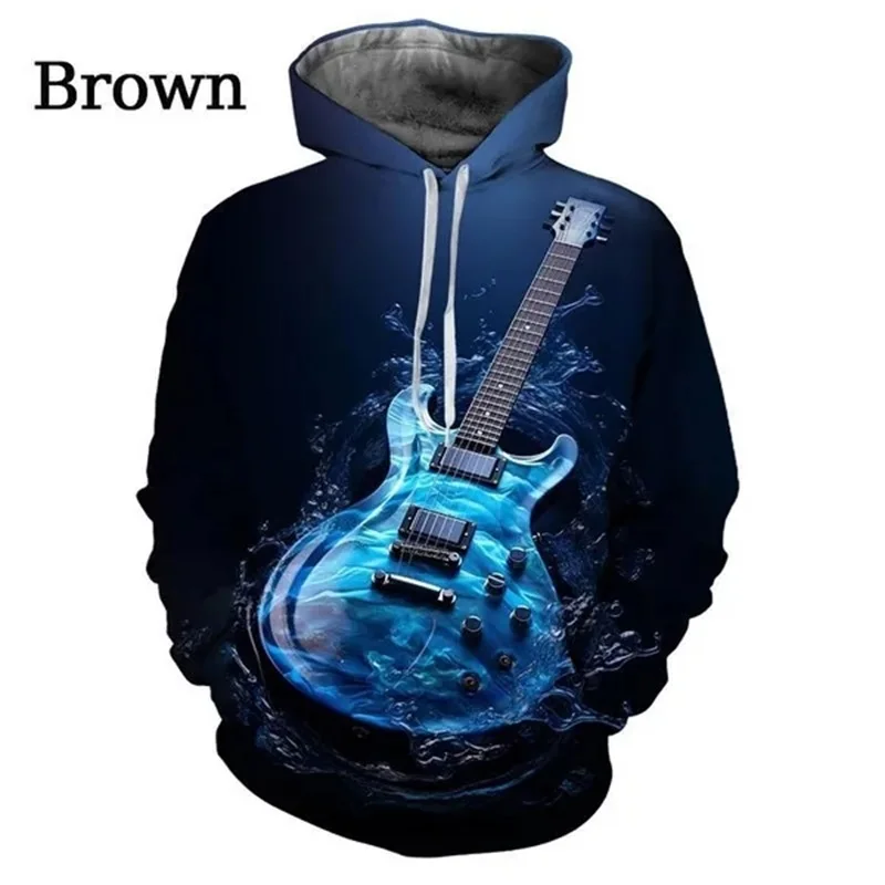 thumbnail image 1 of Sudadera con capucha con estampado 3D de guitarra para hombre, sudadera con personalidad a la moda para hombre, sudadera con capucha de talla grande, sudaderas gráficas, 1 of 5