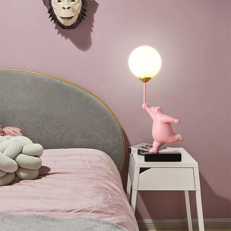 Cartoon Bear Table Lamps Boy Girl Bedroom Bedside Illumination Creative Study Reading Table Lights Children's Room Bear Lamp G9 5