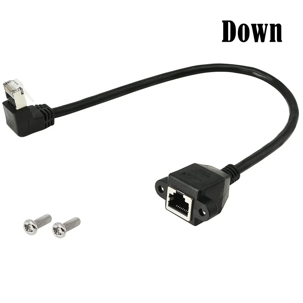 Lan 케이블 암수 연장 코드, RJ45 이더넷 케이블, 나사 패널 마운트, 왼쪽 오른쪽 각도, 90 도 상향, Cat5 케이블