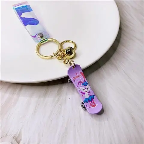 Disney 2021 New Star Delu Scooter Cartoon Creative Personality Keychain Finger Skateboard Pendant Men's Bag Ornament Gift jeans straight tube loose 2021 new autumn and winter high waist wide leg pants fashion personality graffiti rainbow