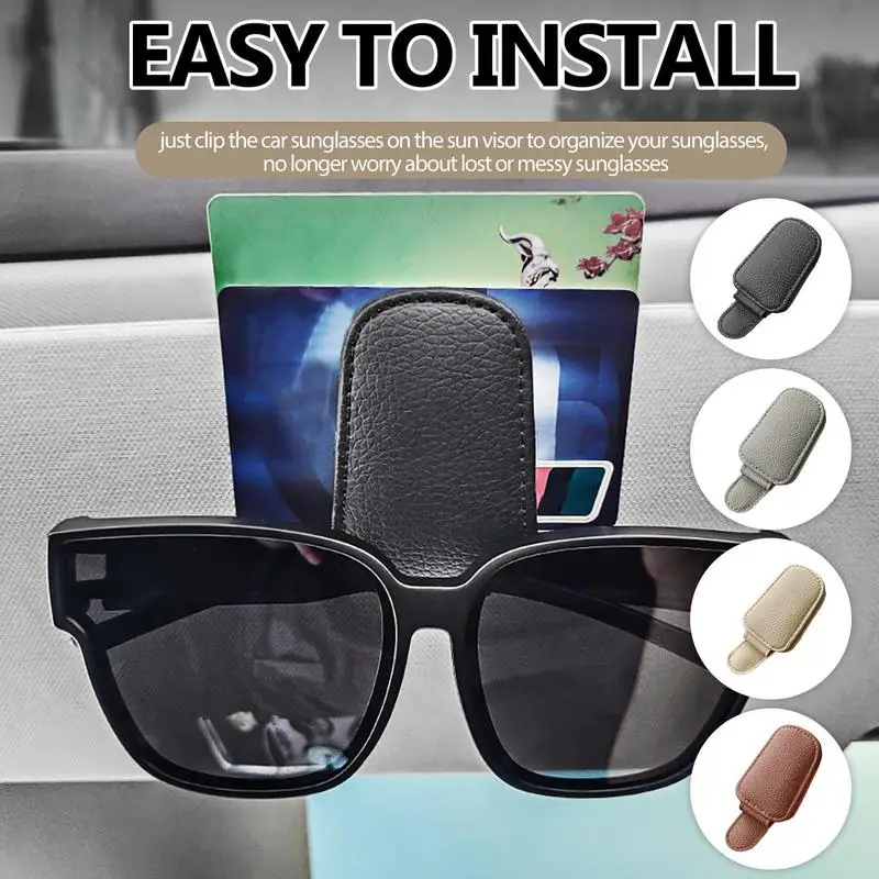 

Car Magnetic Sunglass Holder Multifunction Sun Visor Leather Eyeglases Clip Glasses Mount Ticket Card Clip Car Visor Accessories