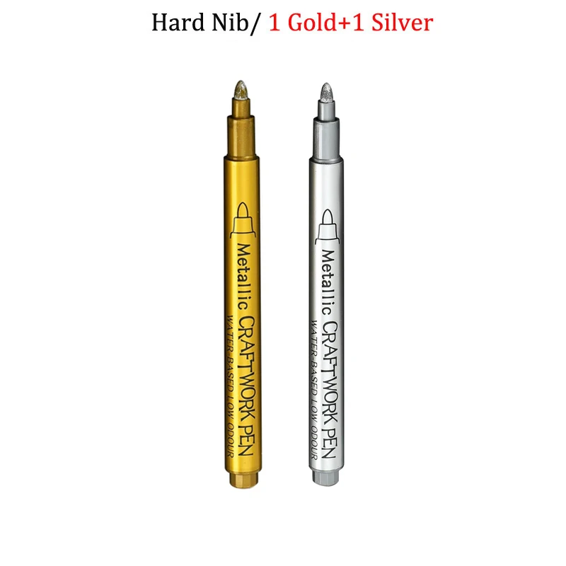 ブラシメタリック工芸ペンシルバー/ゴールド永久アクリルペイントペン