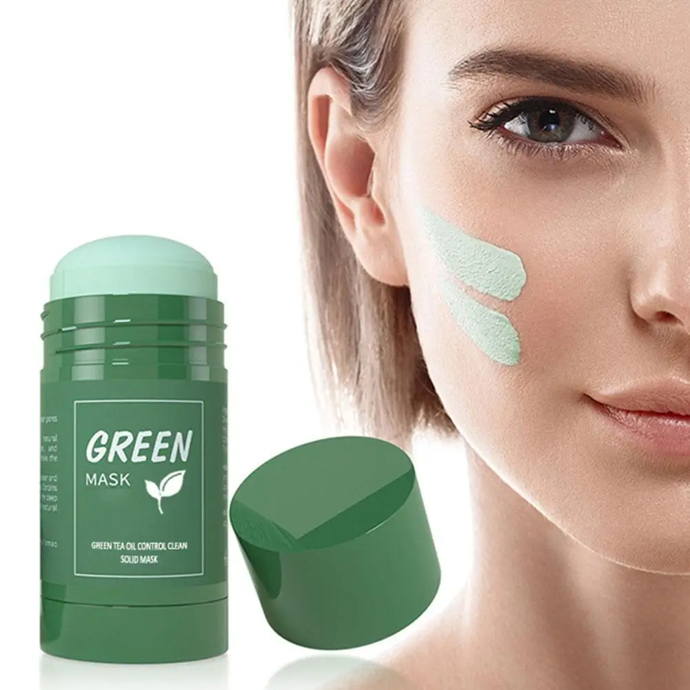 S214b9e7054e34d9c93556ff4814e16dbU 40G Moisturizing Green Tea Solid Mask Face Skin Care Purifying Clay Stick Oil Control Improves Skin Deep Cleaning Hydrating Mask