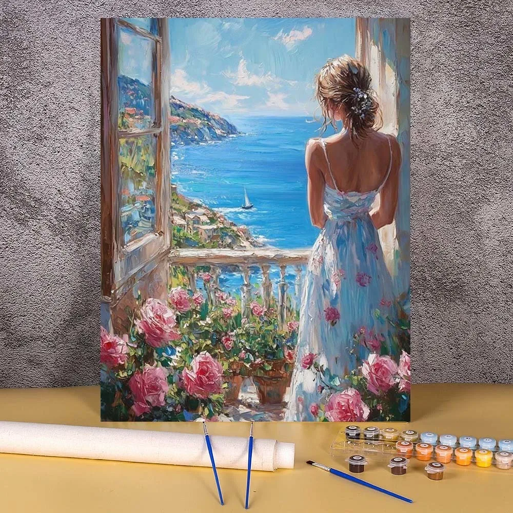 数字油絵 キャンバス 数字キット塗り絵 手塗り DIY絵 デジタル油絵 花