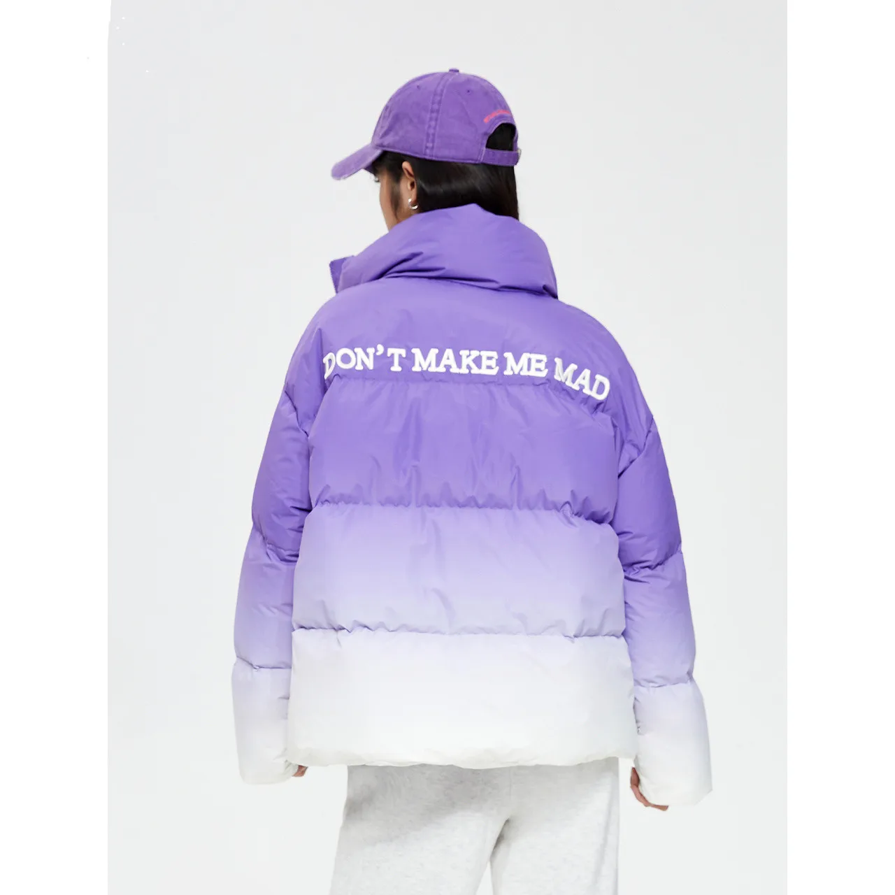 Metersbonwe Women's Cartoon Print Down Jackets Gradient Color Loose Warm Wear Winter Stand Collar Casual Outwear