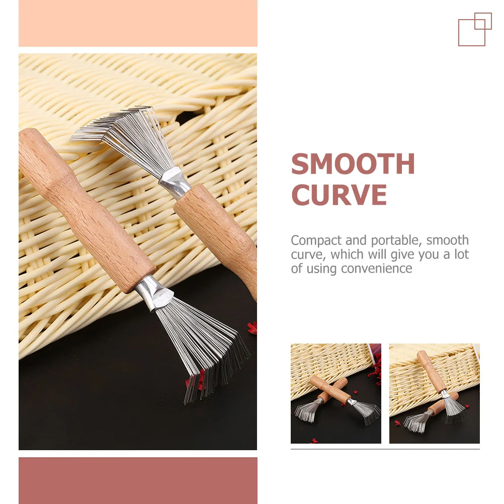 3 Pcs Compact Wood Comb Cleaner Hair Brush Cleaner Cleaning Brush Wrap Tool Styling Remover Salon Care Ergonomic Handle