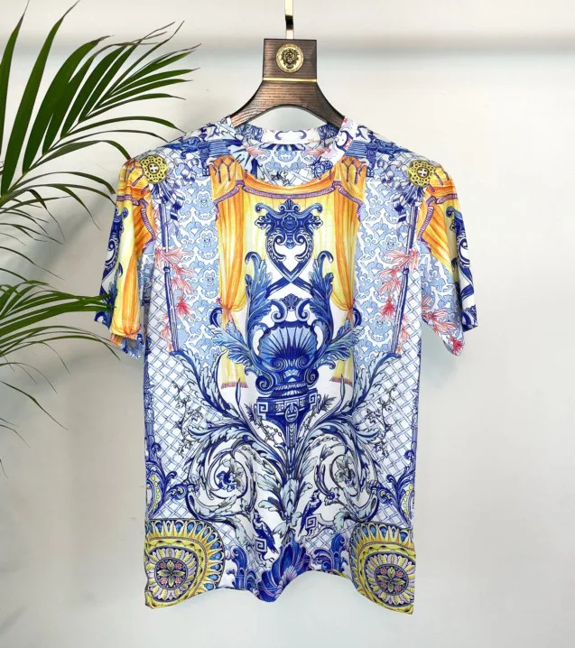 

2023 Baroque Brand Floral Printed T Shirts Men Luxury Royal Style Short Sleeve O Neck Mens Summer Casual Clothes Hip Hop Tops