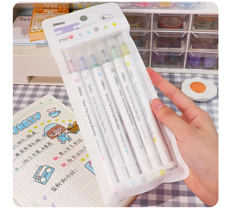 Double End Highlighters, Dual Tip Marker Pens, Highlighters, Thick/thin  Markers, School Supplies, Kawaii Stationery -  Denmark